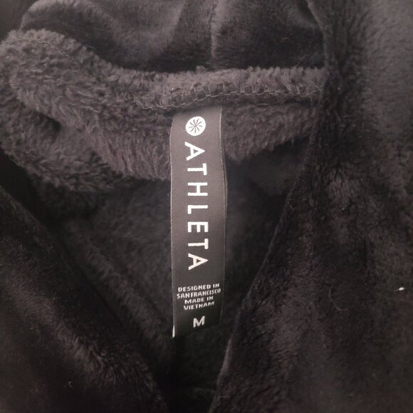 Athleta Double Cozy Karma Funnel Neck Velour Sweatshirt Sweater Black Medium - Picture 8 of 8